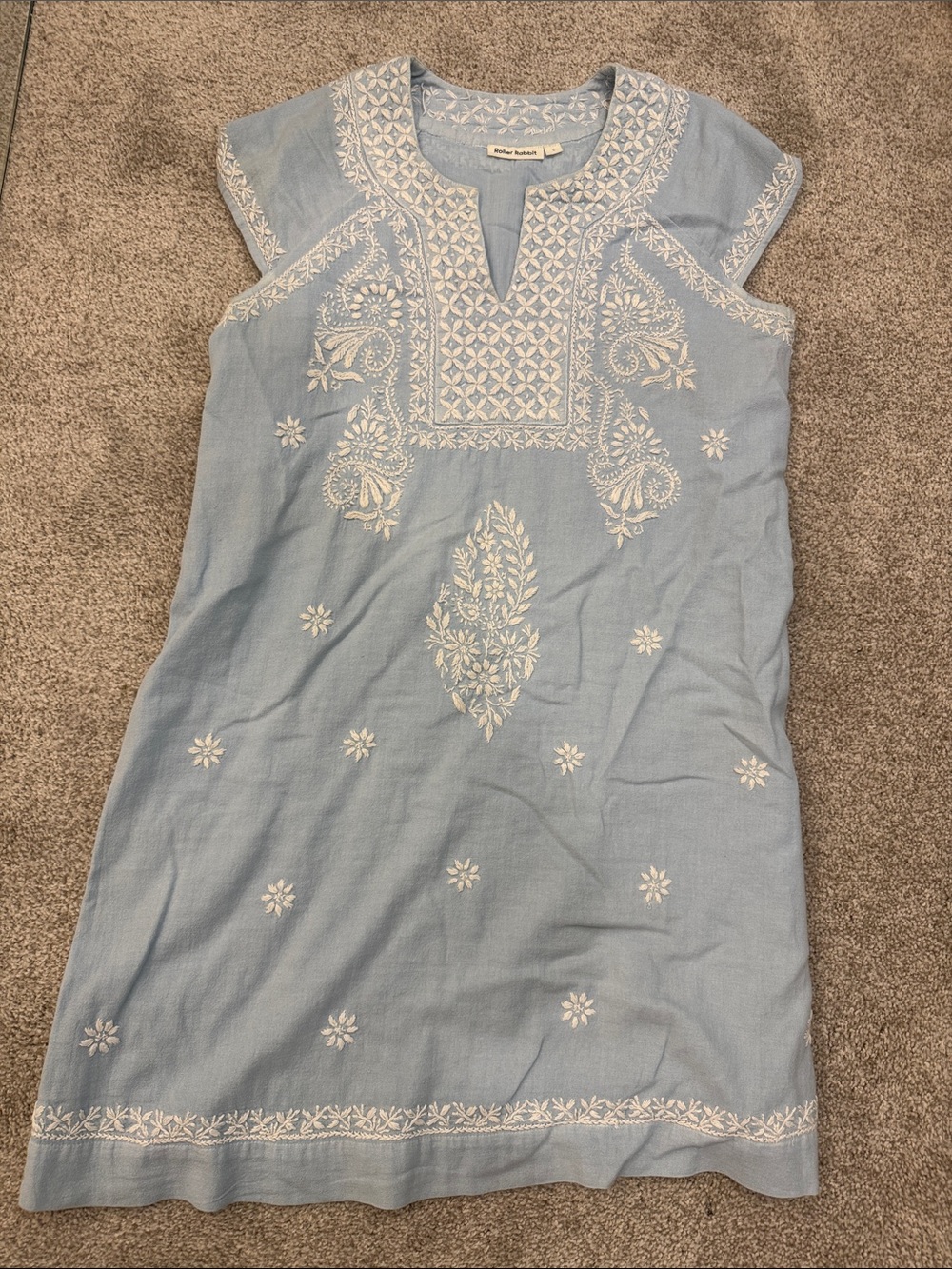 Roller Rabbit Pale Blue Embroidered Dress